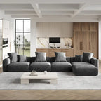 Divano componibile modulare con pouf imbottito Leathaire 180