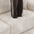 Divano componibile modulare con pouf imbottito Leathaire 180