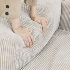 Divano componibile modulare con pouf imbottito Leathaire 180