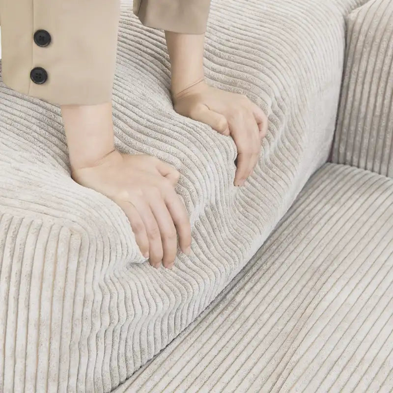 Divano componibile modulare con pouf imbottito Leathaire 180