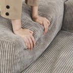 Divano componibile modulare con pouf imbottito Leathaire 180