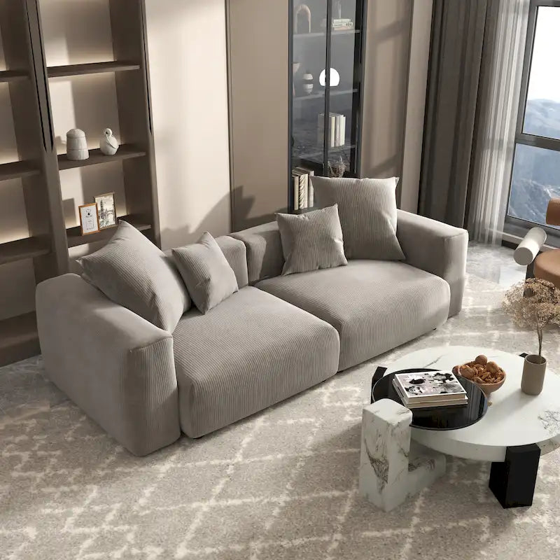 Divano componibile in velluto a coste oversize 102, divano moderno e ampio