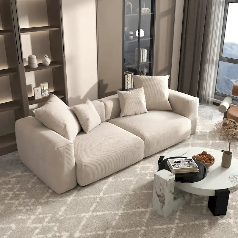 Divano componibile in velluto a coste oversize 102, divano moderno e ampio