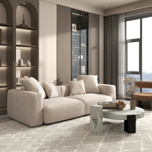 102 Oversized Corduroy Sectional Sofa Modern Wide Couch