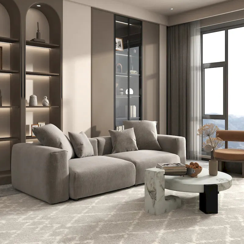 Divano componibile in velluto a coste oversize 102, divano moderno e ampio