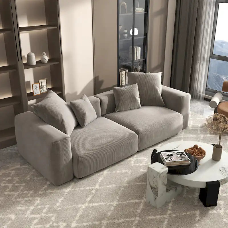 Divano componibile in velluto a coste oversize 102, divano moderno e ampio