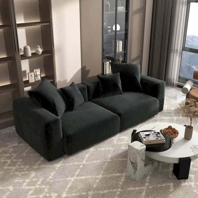 Divano componibile in velluto a coste oversize 102, divano moderno e ampio