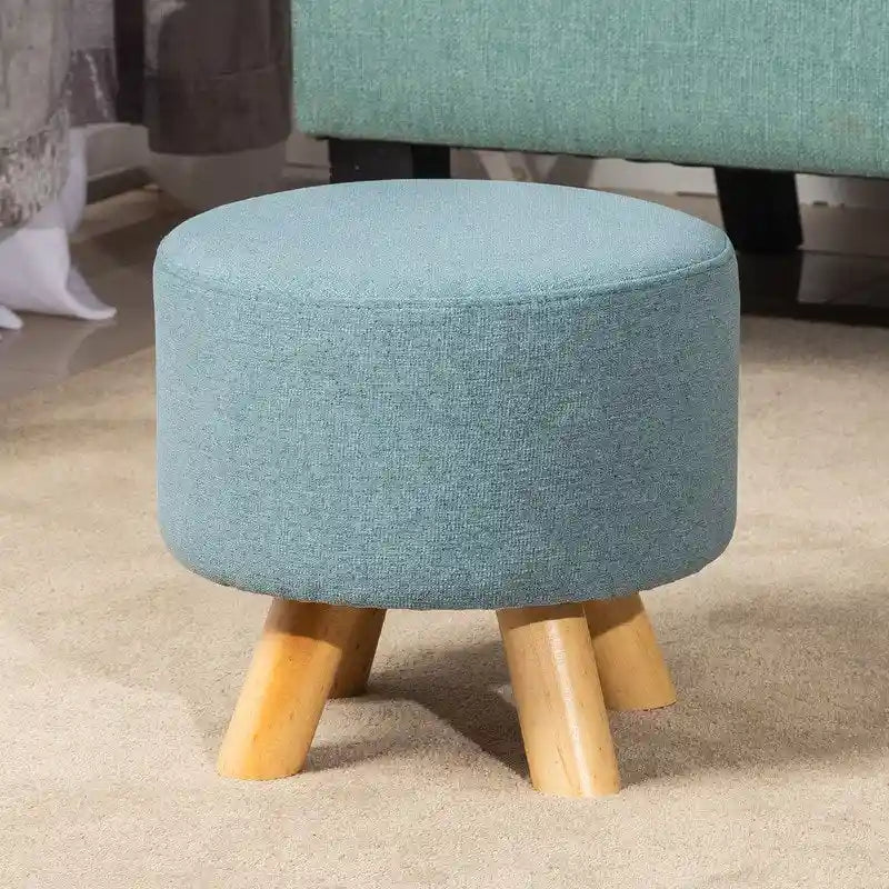 Pouf poggiapiedi rotondo moderno Adeco per la casa/Pouf con seduta in tessuto di lino
