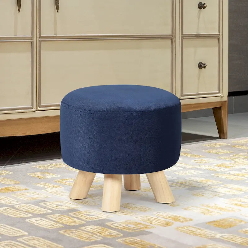 Pouf poggiapiedi rotondo moderno Adeco per la casa/Pouf con seduta in tessuto di lino