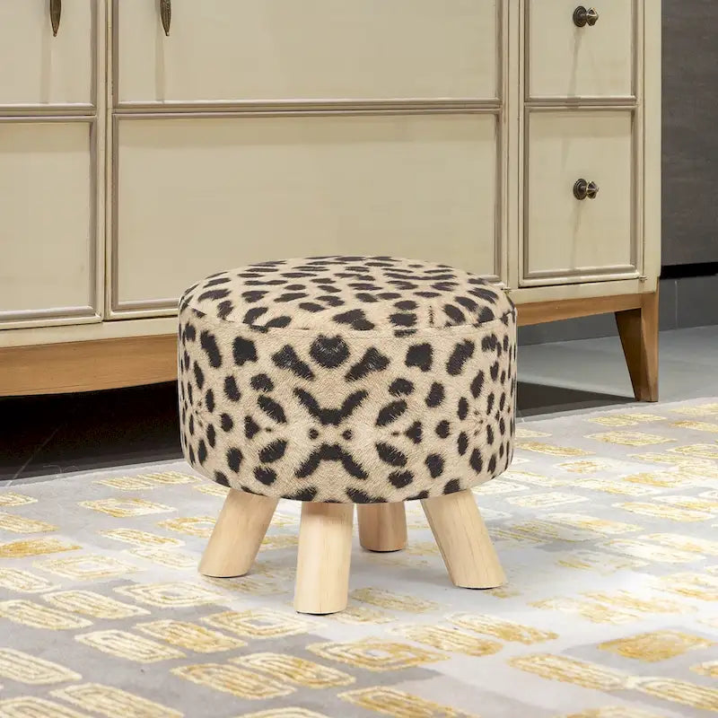 Pouf poggiapiedi rotondo moderno Adeco per la casa/Pouf con seduta in tessuto di lino