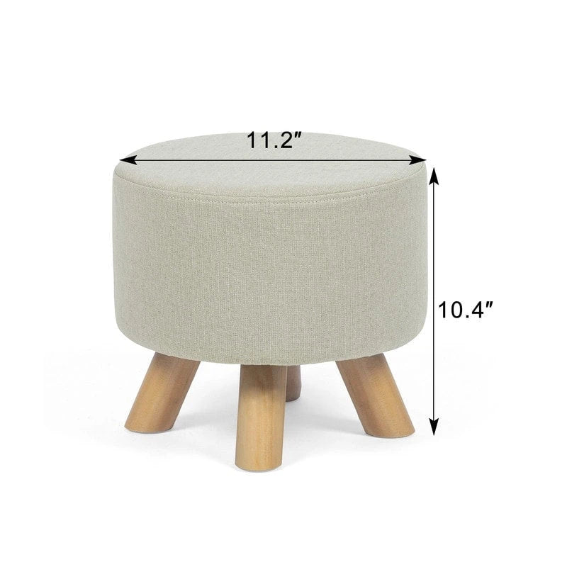 Pouf poggiapiedi rotondo moderno Adeco per la casa/Pouf con seduta in tessuto di lino
