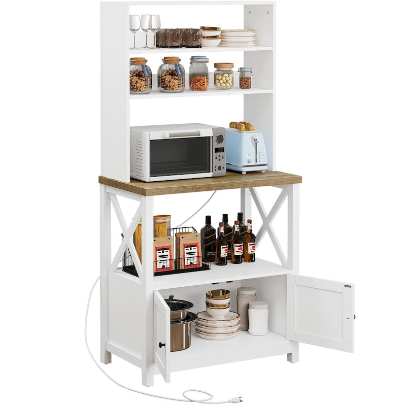 Moasis Scaffale da cucina a 5 ripiani con ripiani portaoggetti, supporto per forno a microonde, organizer per ripiani da cucina