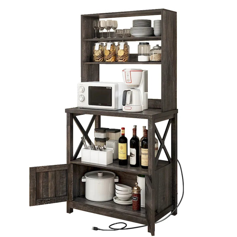 Moasis Scaffale da cucina a 5 ripiani con ripiani portaoggetti, supporto per forno a microonde, organizer per ripiani da cucina