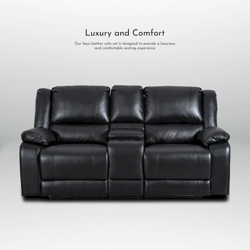 Divano a due posti reclinabile manuale moderno e contemporaneo in similpelle, larghezza 72