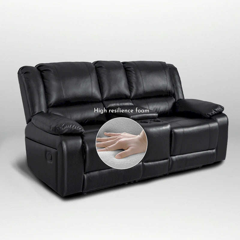Divano a due posti reclinabile manuale moderno e contemporaneo in similpelle, larghezza 72