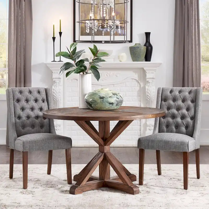 Tavolo da pranzo rotondo con finitura marrone Benchwright di iNSPIRE Q Artisan