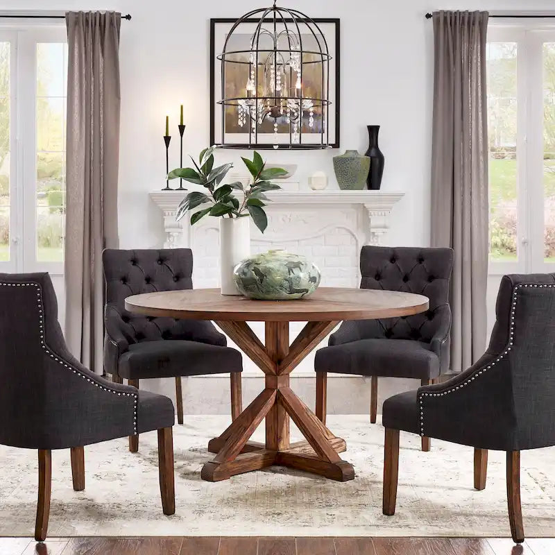 Tavolo da pranzo rotondo con finitura marrone Benchwright di iNSPIRE Q Artisan