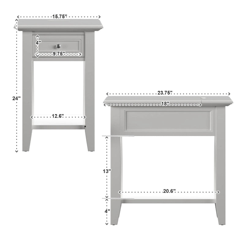 Tavolino laterale Zayden con 1 cassetto e stazione di ricarica di iNSPIRE Q Bold