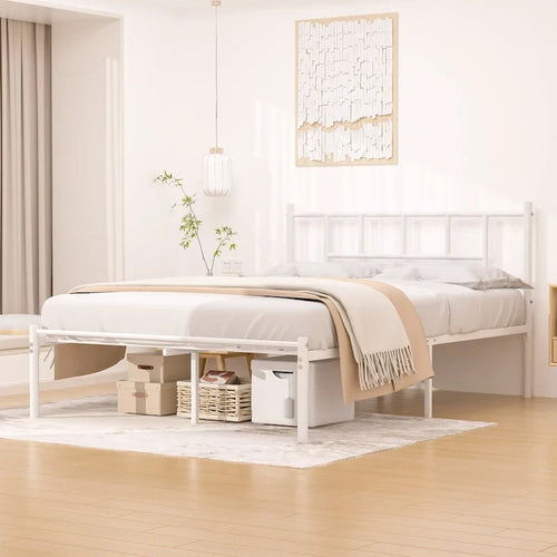 Letto matrimoniale in metallo da 14 pollici con testiera, letto con piattaforma in ferro battuto, senza bisogno di box spring/base per materasso per riporre oggetti
