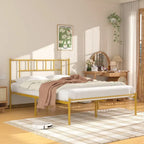 Letto matrimoniale in metallo da 14 pollici con testiera, letto con piattaforma in ferro battuto, senza bisogno di box spring/base per materasso per riporre oggetti