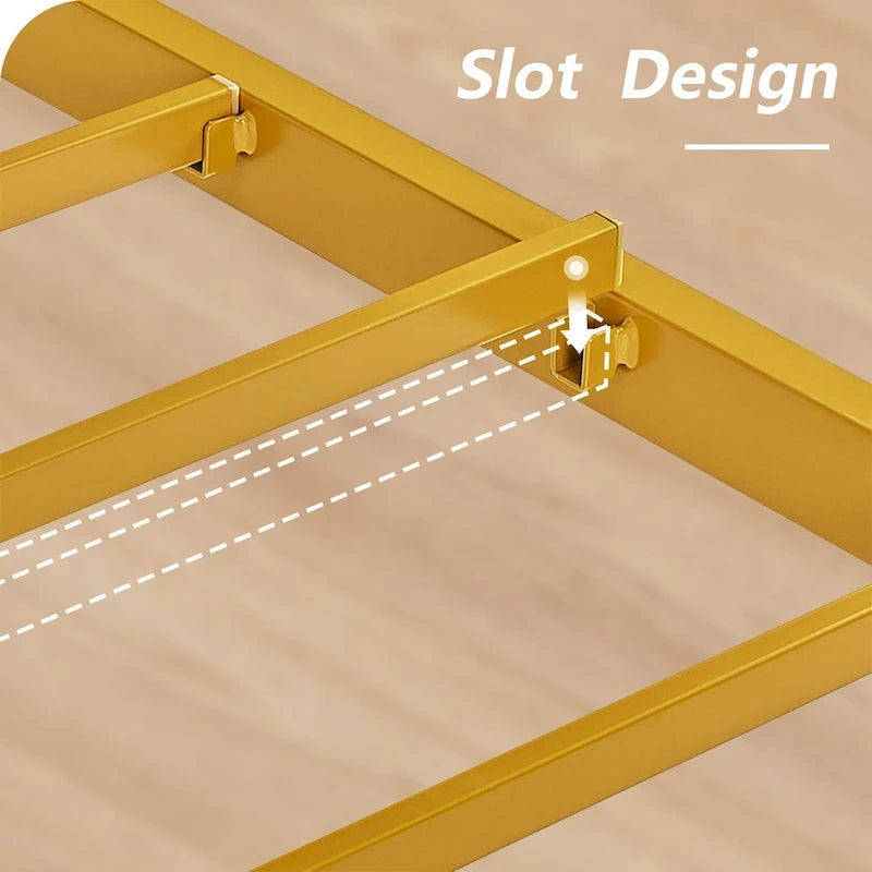 Letto matrimoniale in metallo da 14 pollici con testiera, letto con piattaforma in ferro battuto, senza bisogno di box spring/base per materasso per riporre oggetti