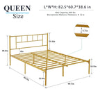 Letto matrimoniale in metallo da 14 pollici con testiera, letto con piattaforma in ferro battuto, senza bisogno di box spring/base per materasso per riporre oggetti