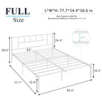 Letto matrimoniale in metallo da 14 pollici con testiera, letto con piattaforma in ferro battuto, senza bisogno di box spring/base per materasso per riporre oggetti