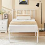 Letto matrimoniale in metallo da 14 pollici con testiera, letto con piattaforma in ferro battuto, senza bisogno di box spring/base per materasso per riporre oggetti