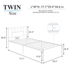 Letto matrimoniale in metallo da 14 pollici con testiera, letto con piattaforma in ferro battuto, senza bisogno di box spring/base per materasso per riporre oggetti