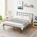 Letto matrimoniale in metallo da 14 pollici con testiera, letto con piattaforma in ferro battuto, senza bisogno di box spring/base per materasso per riporre oggetti