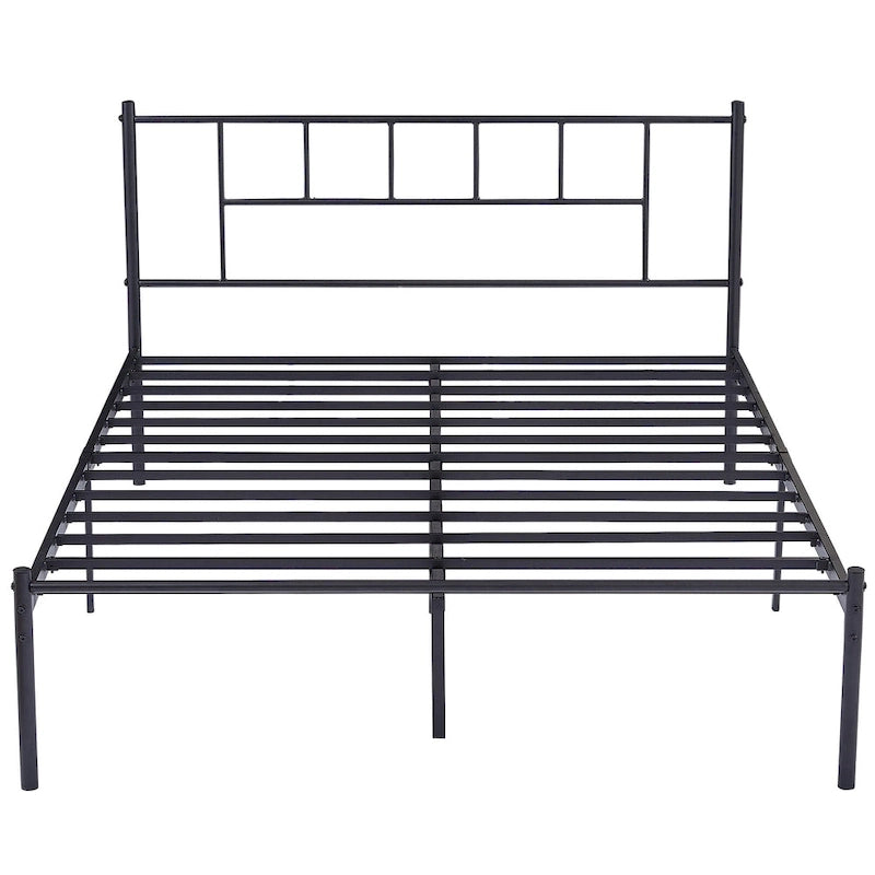 Letto matrimoniale in metallo da 14 pollici con testiera, letto con piattaforma in ferro battuto, senza bisogno di box spring/base per materasso per riporre oggetti