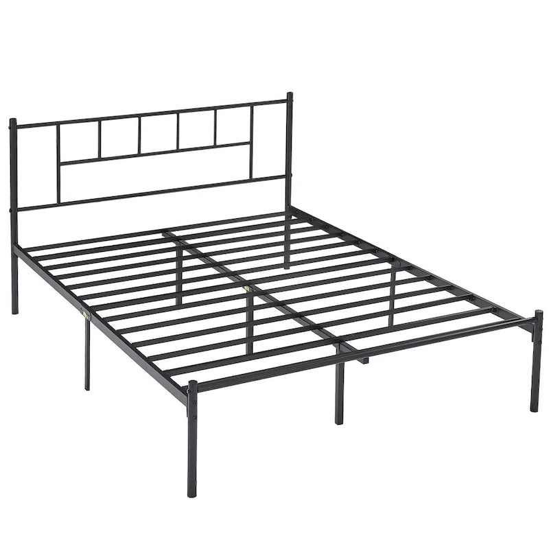 Letto matrimoniale in metallo da 14 pollici con testiera, letto con piattaforma in ferro battuto, senza bisogno di box spring/base per materasso per riporre oggetti