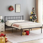 Letto matrimoniale in metallo da 14 pollici con testiera, letto con piattaforma in ferro battuto, senza bisogno di box spring/base per materasso per riporre oggetti