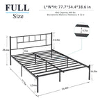 Letto matrimoniale in metallo da 14 pollici con testiera, letto con piattaforma in ferro battuto, senza bisogno di box spring/base per materasso per riporre oggetti