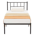 Letto matrimoniale in metallo da 14 pollici con testiera, letto con piattaforma in ferro battuto, senza bisogno di box spring/base per materasso per riporre oggetti