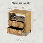 Comodino in stile rustico completamente assemblato COZAYH, cassettiera in legno invecchiato rustico, cassettiera, stile boho