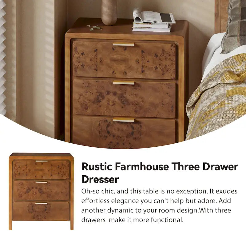 Comodino in stile rustico completamente assemblato COZAYH, cassettiera in legno invecchiato rustico, cassettiera, stile boho