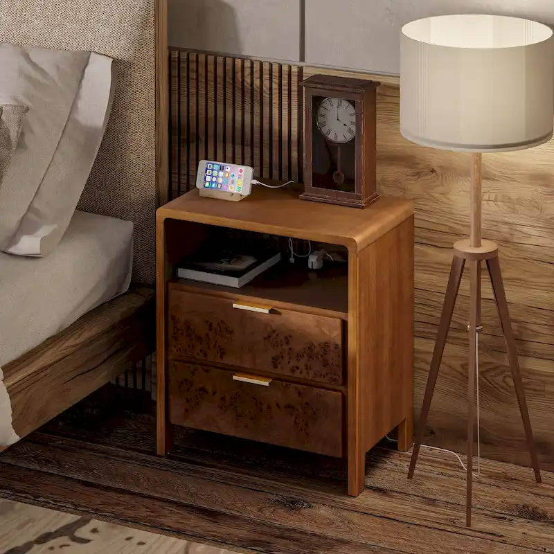 Comodino in stile rustico completamente assemblato COZAYH, cassettiera in legno invecchiato rustico, cassettiera, stile boho