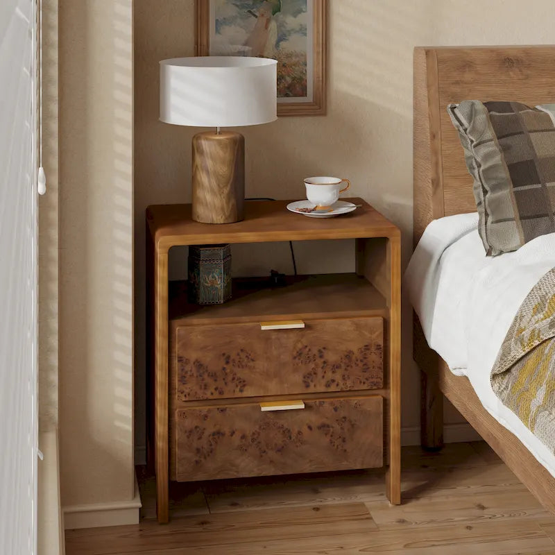 Comodino in stile rustico completamente assemblato COZAYH, cassettiera in legno invecchiato rustico, cassettiera, stile boho