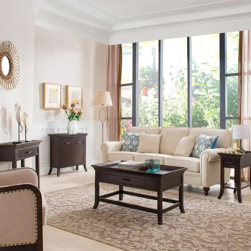 Tavolino laterale tradizionale Leick Home con un cassetto e ripiano in ciliegio