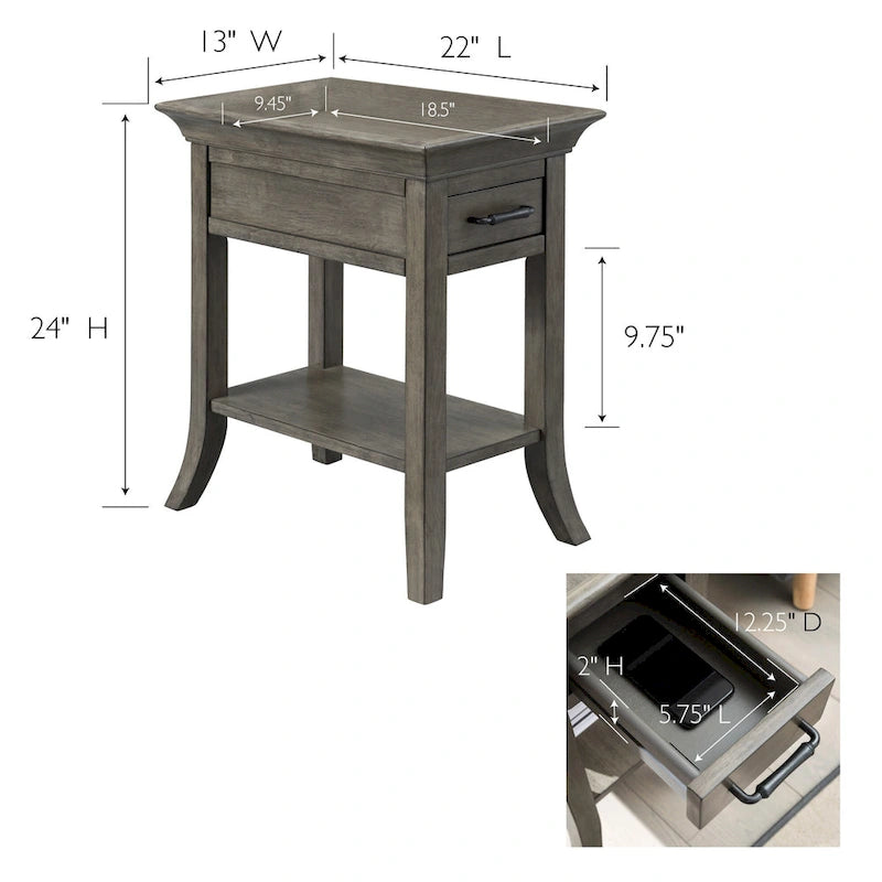 Tavolino laterale tradizionale Leick Home con un cassetto e ripiano in ciliegio