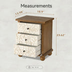 Comodino rustico COZAYH a 3 cassetti con motivo a foglie intagliato, cassettiera vintage in stile country francese