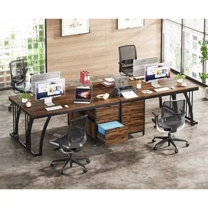 Ampia scrivania per computer con cassettiera reversibile