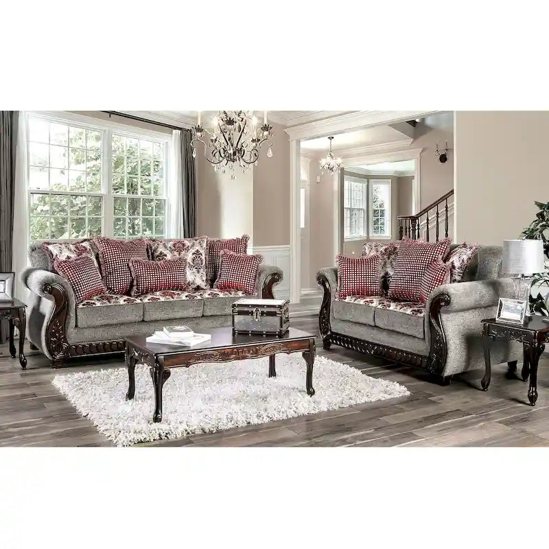 Set di divani Mansuri Traditional Chenille con braccioli arrotolati, 2 pezzi, di Gracewood Hollow