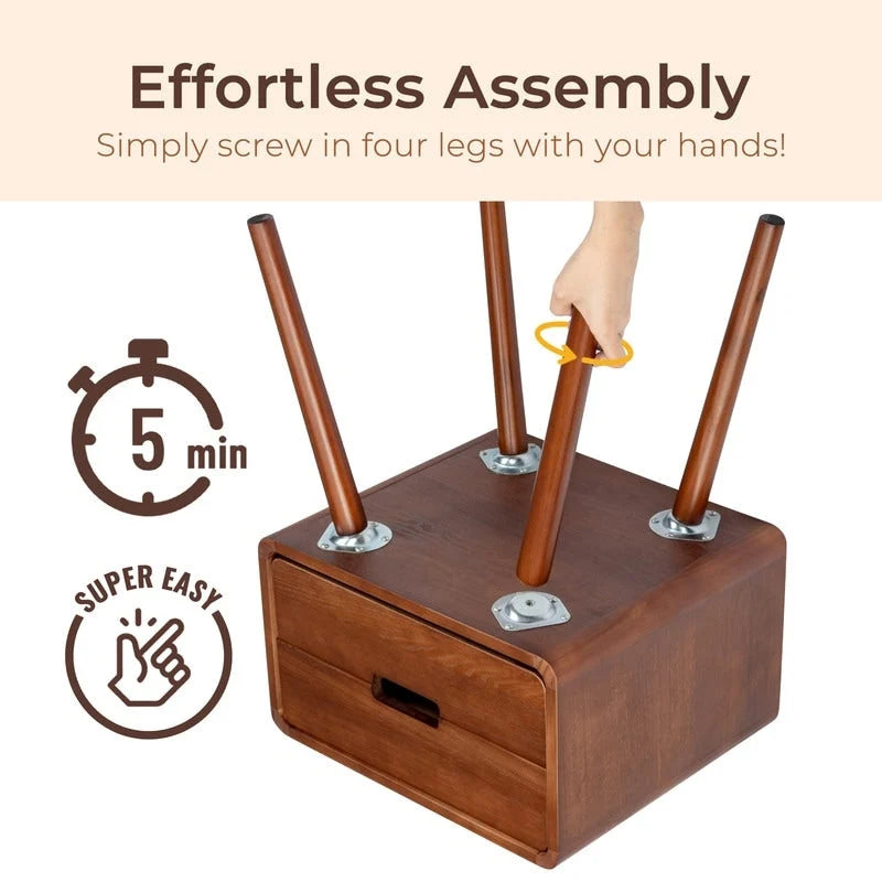 Comodini in legno massello di metà secolo per camera da letto