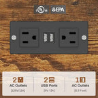 Scrivania a L con ripiano portaoggetti a 5 cassetti e presa di corrente