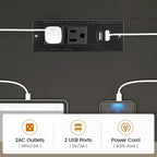 Scrivania a L con ripiano portaoggetti a 5 cassetti e presa di corrente