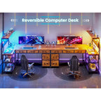 Scrivania a L con ripiano portaoggetti a 5 cassetti e presa di corrente