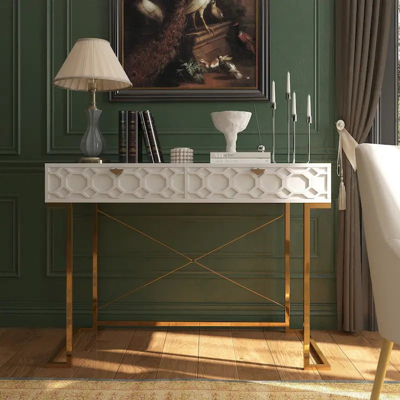 Scrivania da ufficio lucida Clihome con cassetti portaoggetti