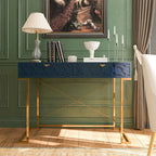 Clihome Glossy Home Office Writing Desk with Storage Drawers